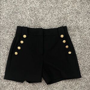 White House Black Market Black High-Waist Shorts with Gold Buttons